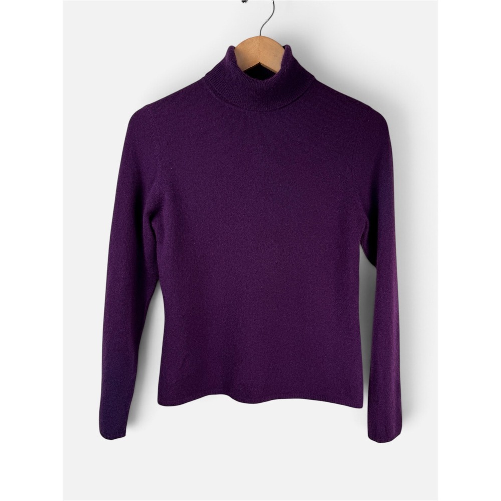 Charter Club 100% Cashmere Turtleneck Sweater Womens Med Purple 2-Ply Knit